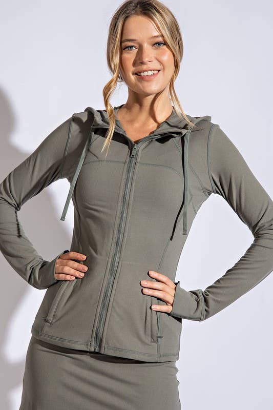 Plus Size Hooded Fitted Define Jacket: BLACK / 1x