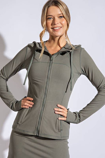 Plus Size Hooded Fitted Define Jacket: BLACK / 1x