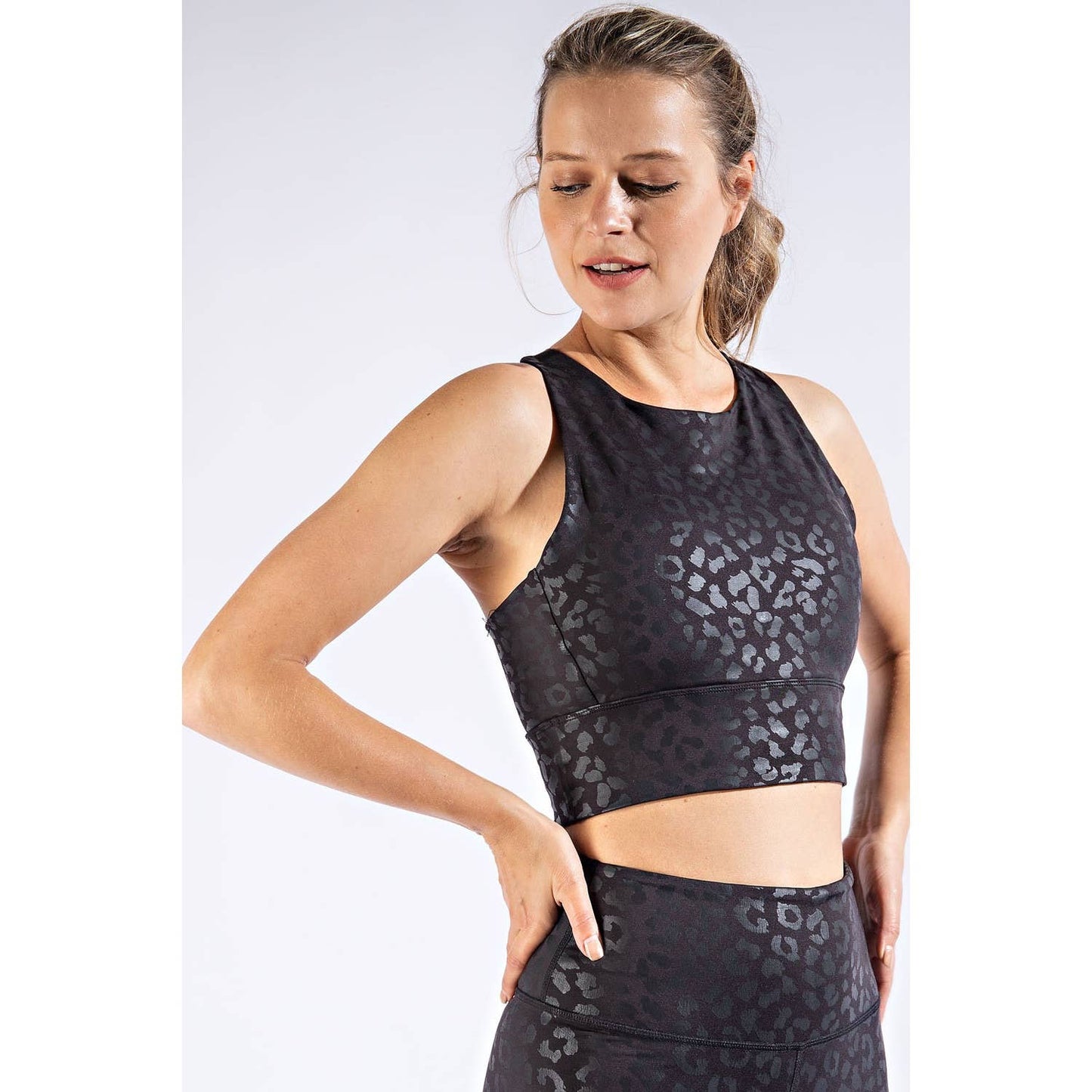 LEOPARD CHINTZ SPORTSBRA: Black / S