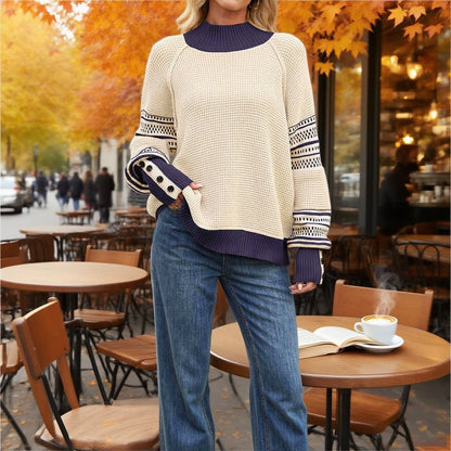 Women’s Half Turtleneck Knit Pullover Sweater_CWOSWL07173