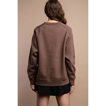 FRENCH TERRY RIBBED MOCK NECK PULLOVER: Sky Blue / XL