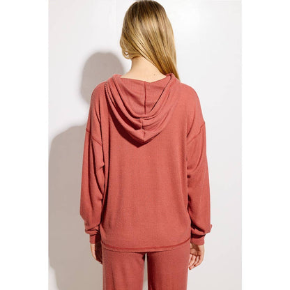 Falalala glitter print rib Hoodie loungewear set
