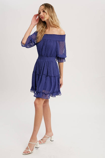 SWISS DOT OFF SHOULDER DRESS