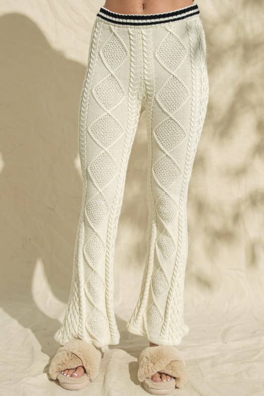 PP15964 - ANGIE WAIST DETAIL BOOT CUT SWEATER PANTS