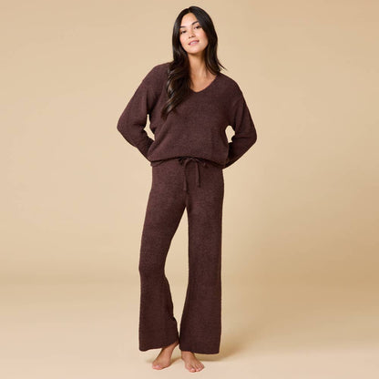Solid Marshmallow V-Neck Lounge Set