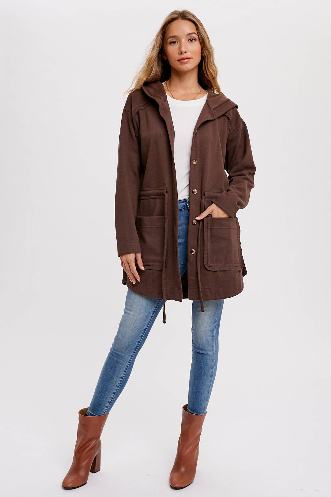 BUTTON FRONT HOODIE JACKET