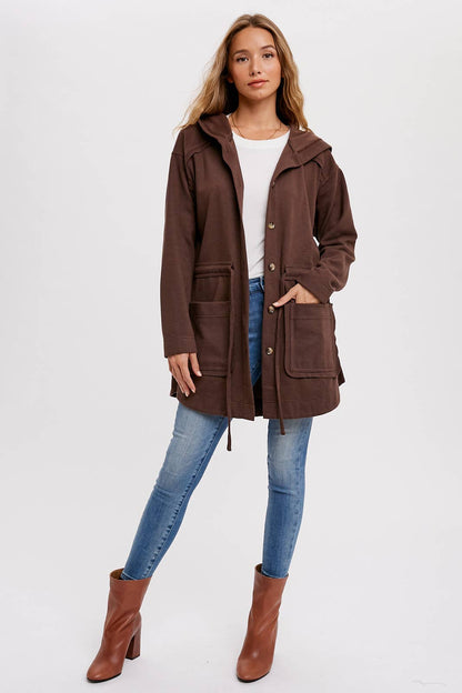 BUTTON FRONT HOODIE JACKET