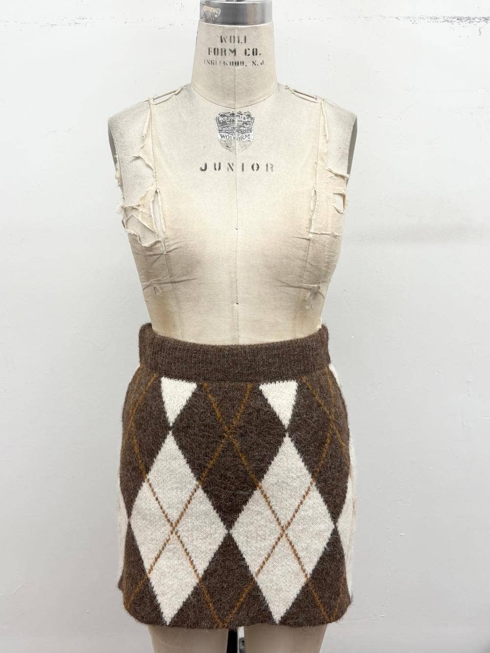Classic Argyle Sweater Mini Skirt