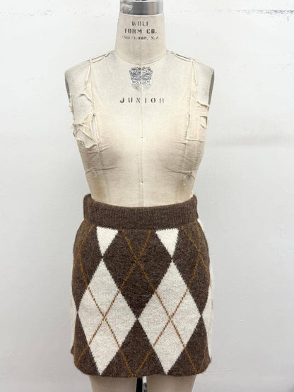 Classic Argyle Sweater Mini Skirt