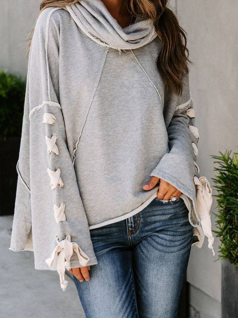 Oversized Hooded Long-Sleeve Pullover