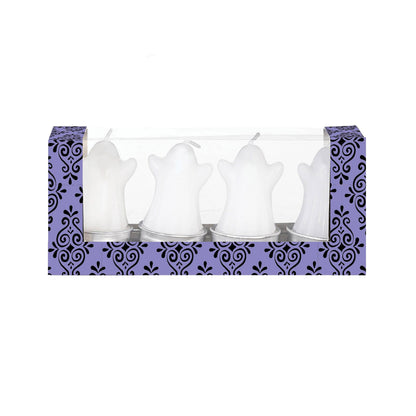 Happy Hauntings, Ghost Tealight Wax Candle, Set of 4