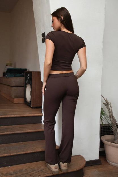 NYLEE Soft Span Jersey Yoga  Foldover Wide Leg Pants