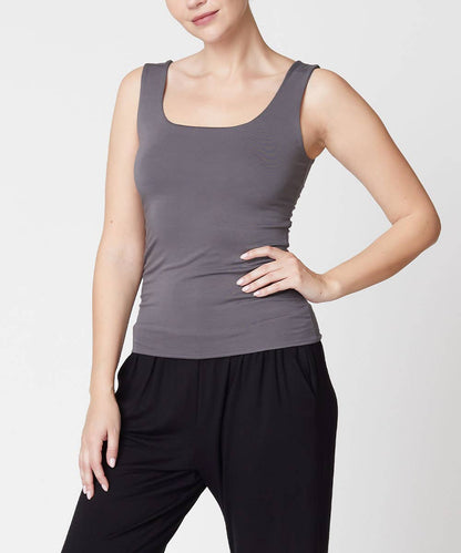 BAMBOO DOUBLE LAYERED TANK: BLACK / LARGE