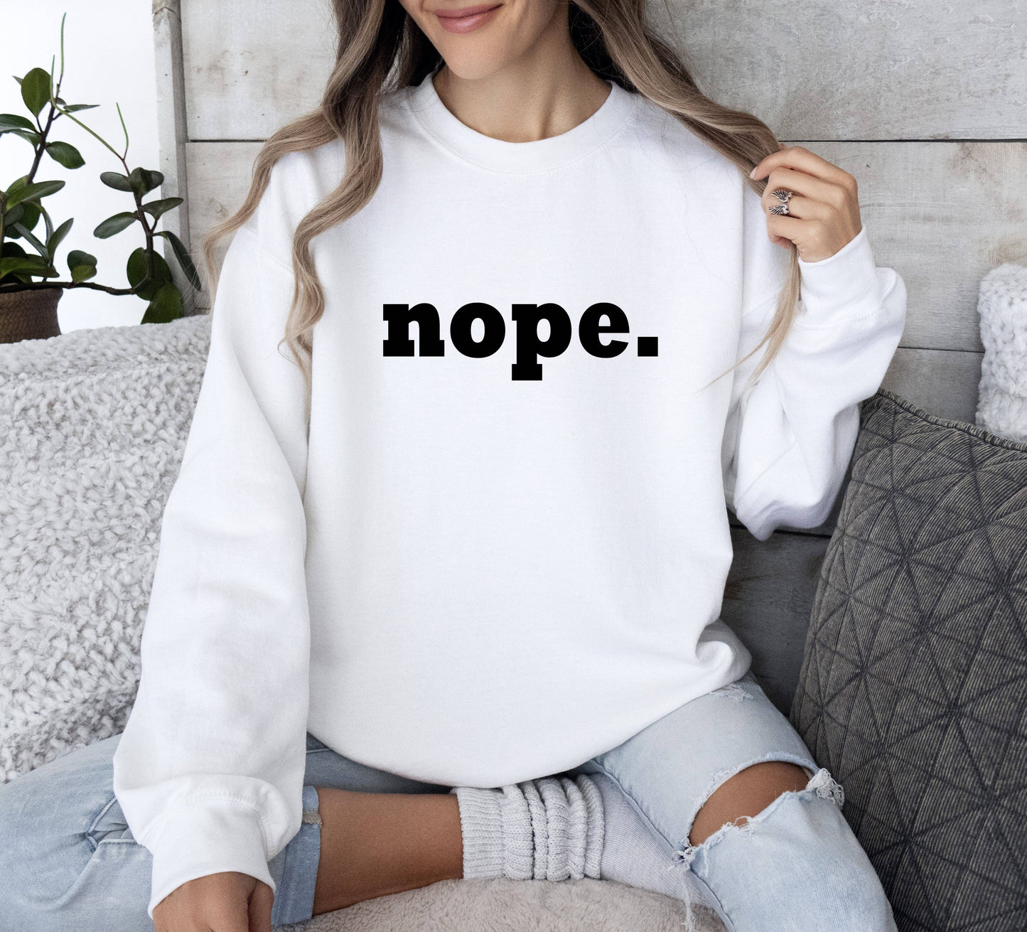 Nope Funny Sweatshirt, Sarcastic College Sweatshirt