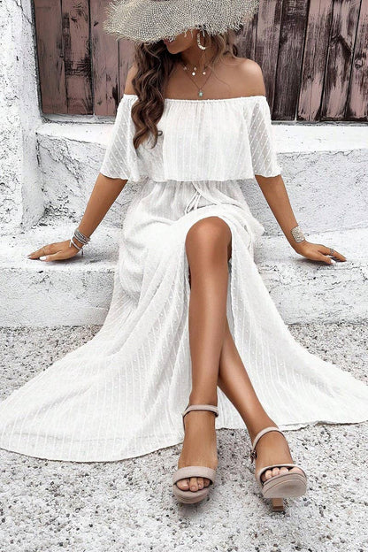 CWDMD02634_ELEGANT POLKA DOT OFF-SHOULDER MAXI DRESS
