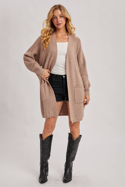 OPEN FRONT BATWING SLEEVE CARDIGAN