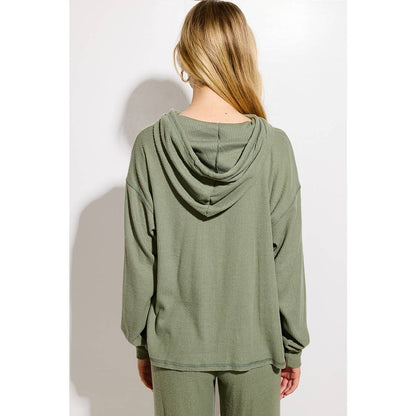 Falalala glitter print rib Hoodie loungewear set