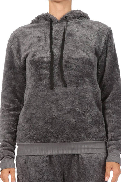 Womens 2-Piece Double Side Pullover Hoodie + Joggers Set: Gray / XL