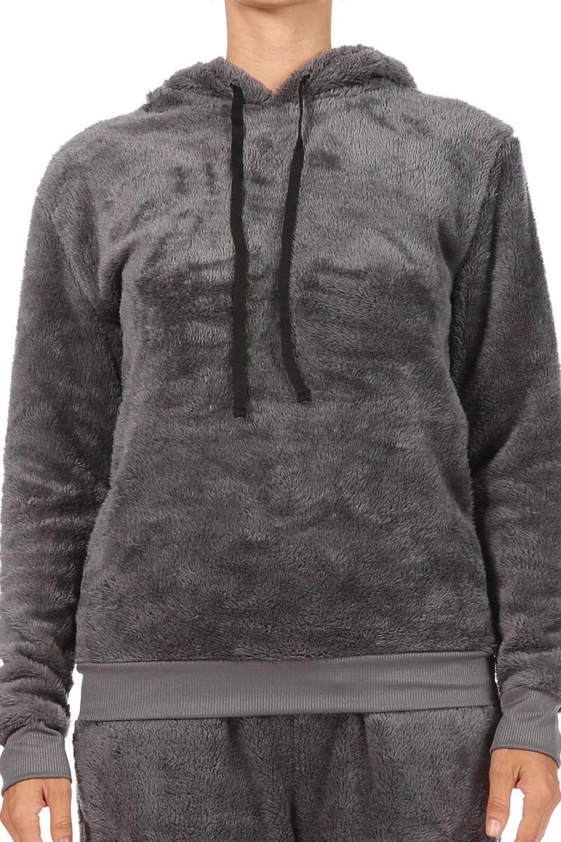 Womens 2-Piece Double Side Pullover Hoodie + Joggers Set: Gray / L