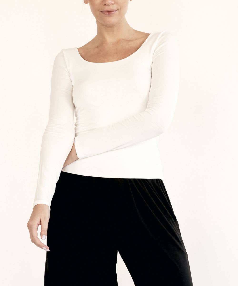 BAMBOO DOUBLE LAYERED LONG SLEEVE: BLACK / MEDIUM