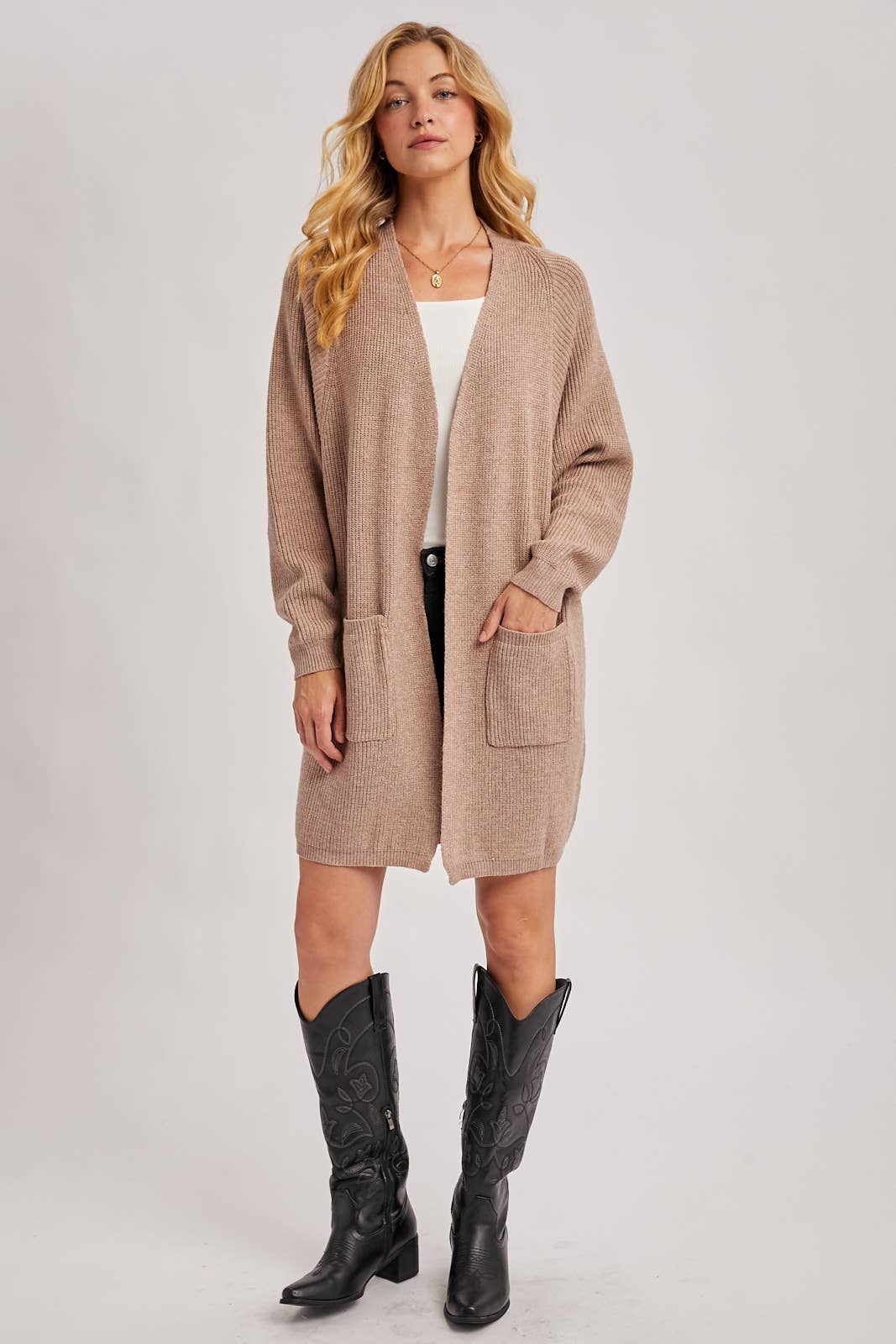 OPEN FRONT BATWING SLEEVE CARDIGAN