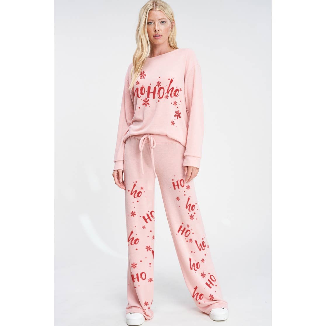 Merry Christmas print soft lounge wear set