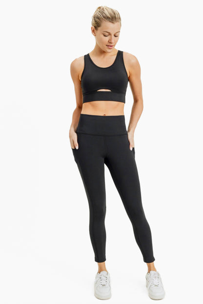 Laser-Cut and Bonded Essential Foldover Highwaist Leggings: CANDY PINK / S:M:L (2:2:2)