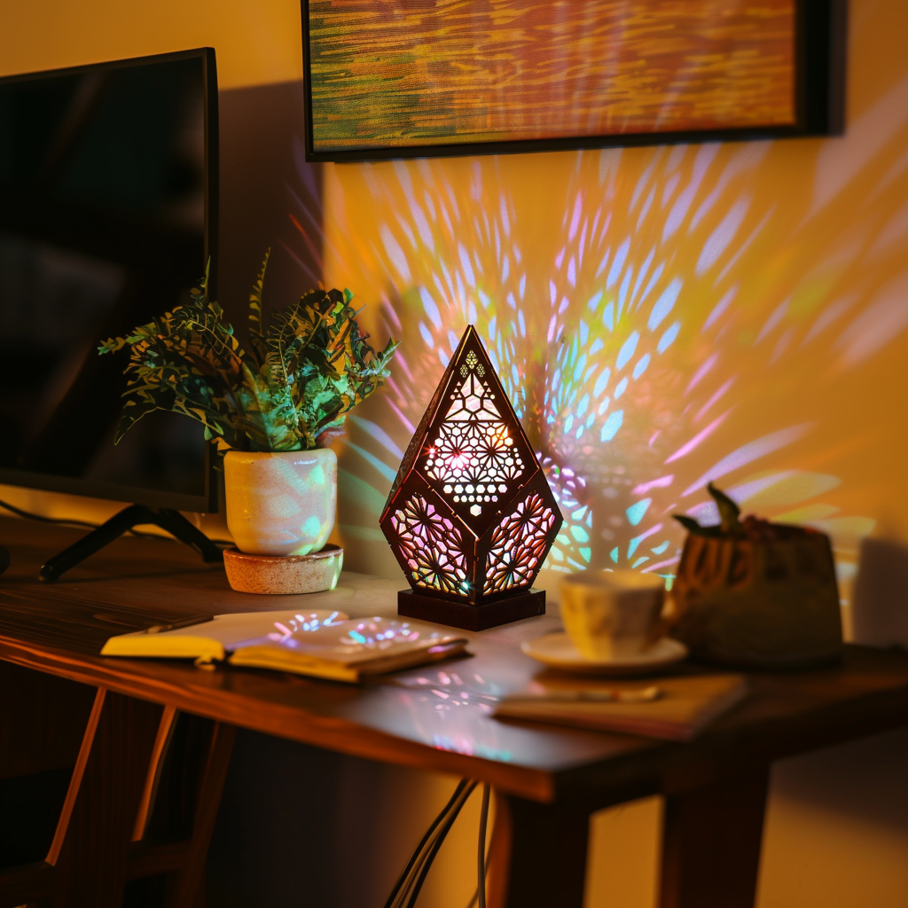 Colorful Wooden Bohemian LED Table Lamp