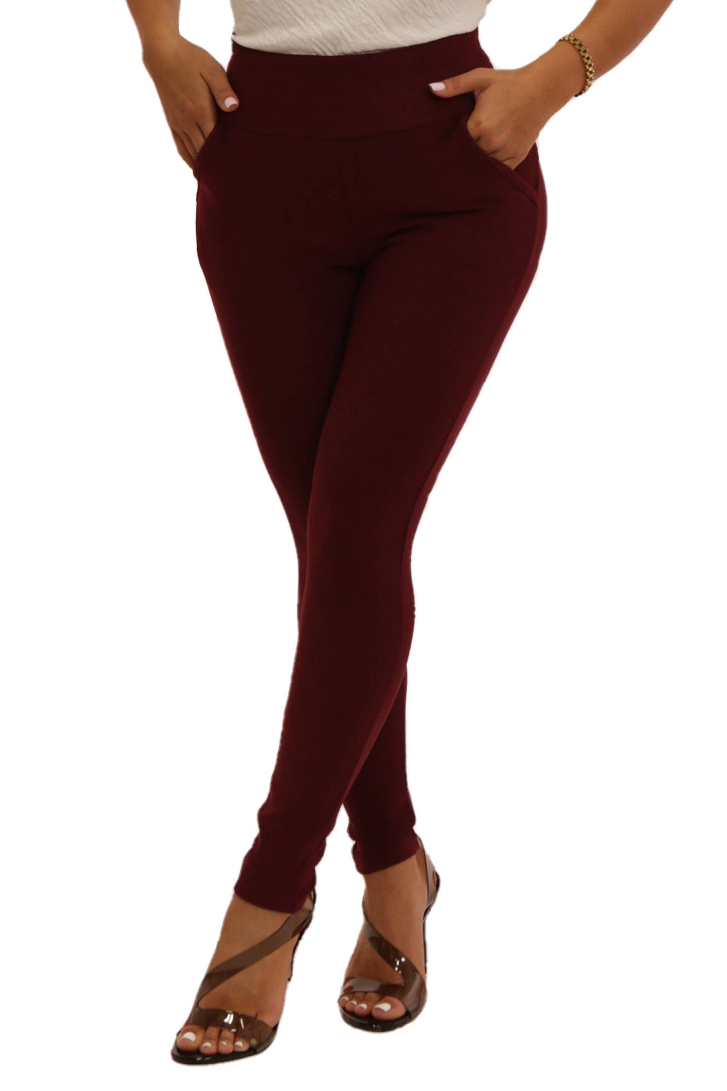 High Waist Sculpting Treggings - Solid Color: Black / L