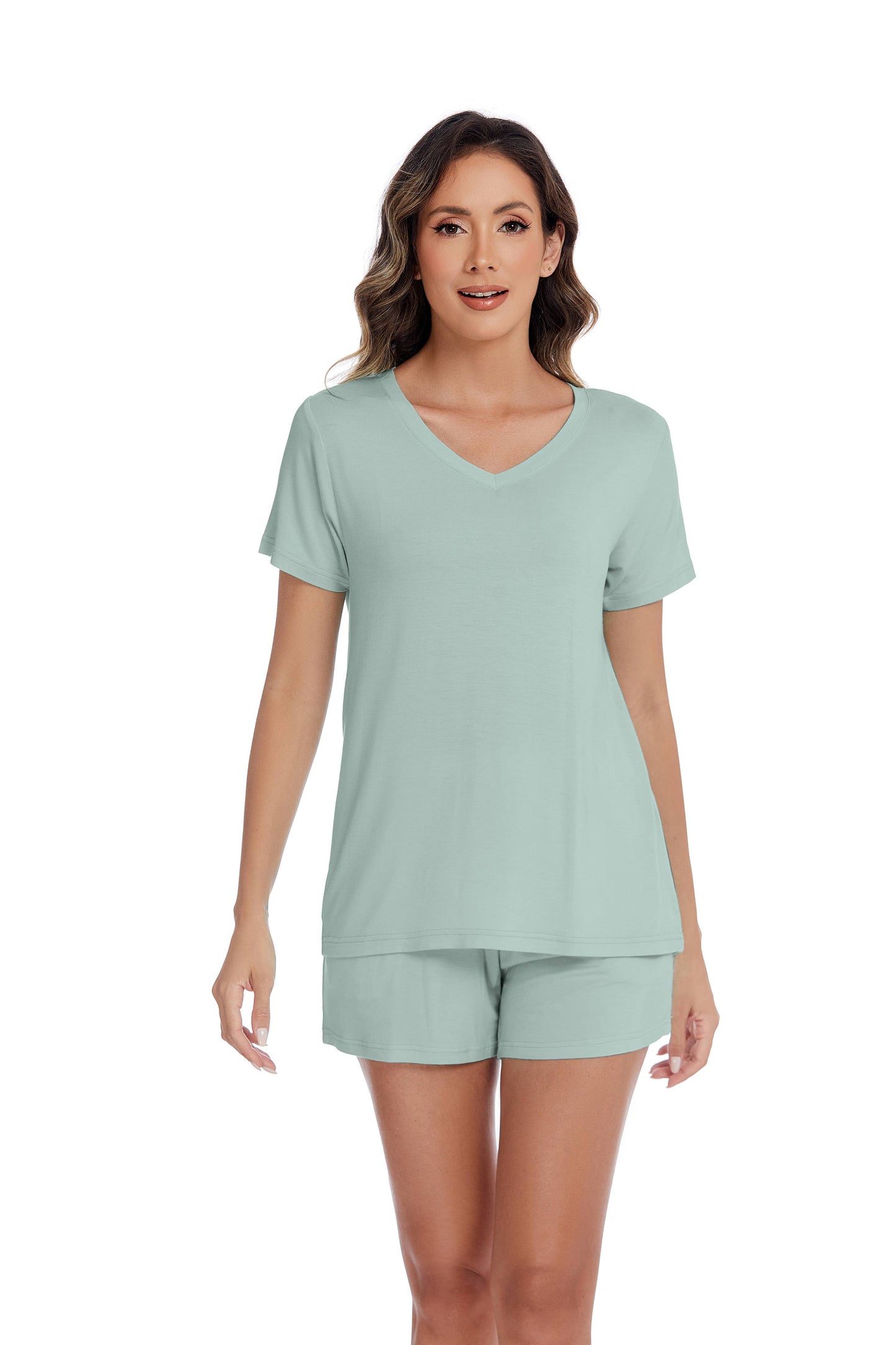 Bamboo Viscose V Neck Short Sleeve Pajama Set