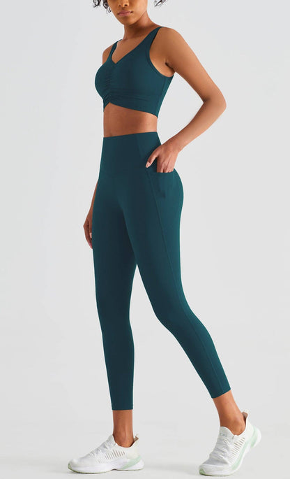 Soft Buttery High Waisted Fitness Leggings with Pockets: Cacao / Large 8-10