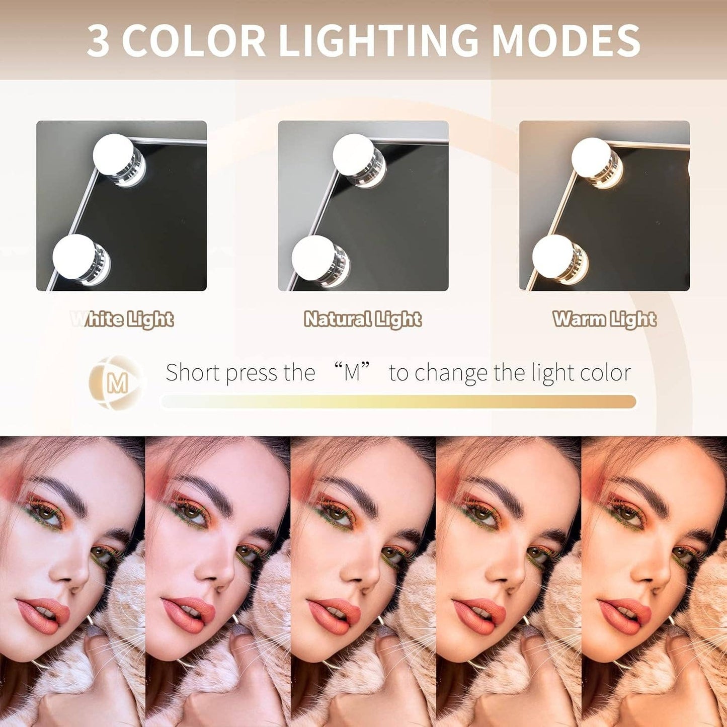Rechargeable Vanity Mirror With Lights 10X Magnifier