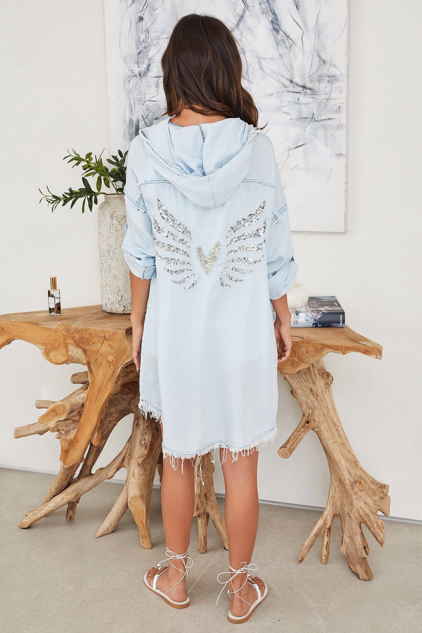 SEQUIN WINGS AND HEART CARDIGAN HODDIE (82255-WINGS)