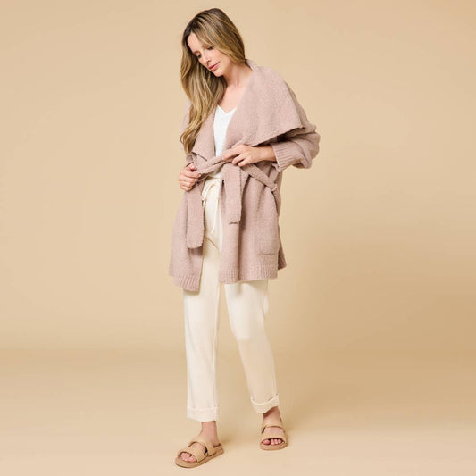 Ultra-Marshmallow Wrap Cardigan with Exaggerated Collar