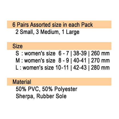 6Pairs - Oh Snap Message Gingerbread Plush Indoor Slippers