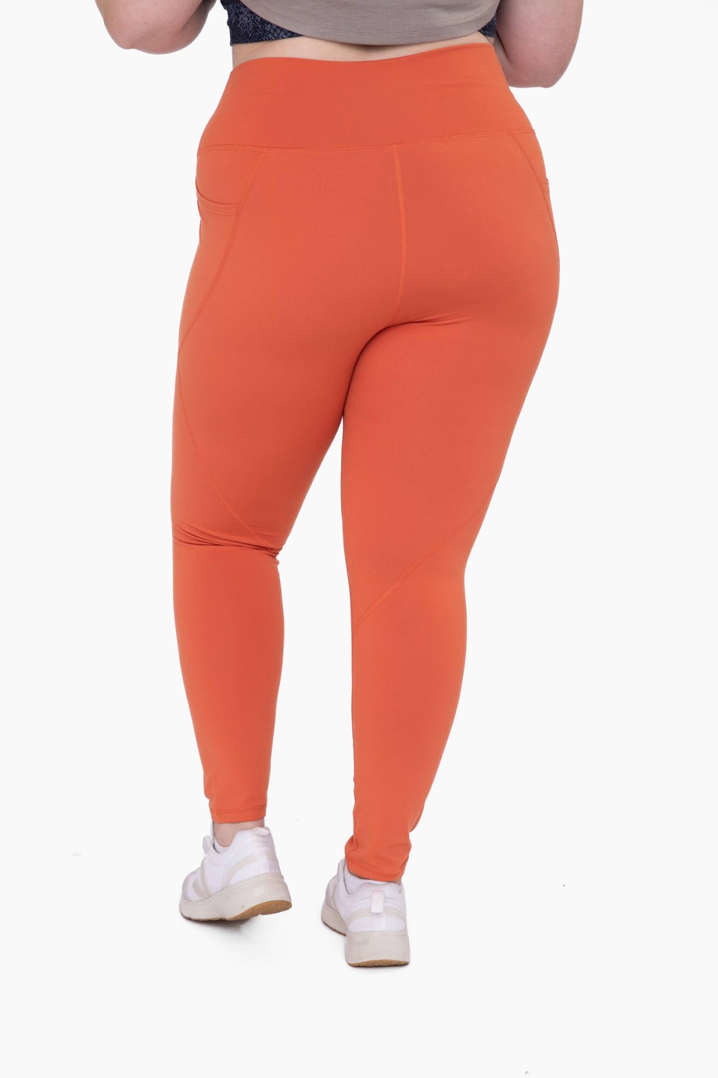 CURVY Tapered HEATHER GREY / XL:1XL:2XL:3XL Band Essential Solid Highwaist Leggings:  (2:2:1:1)