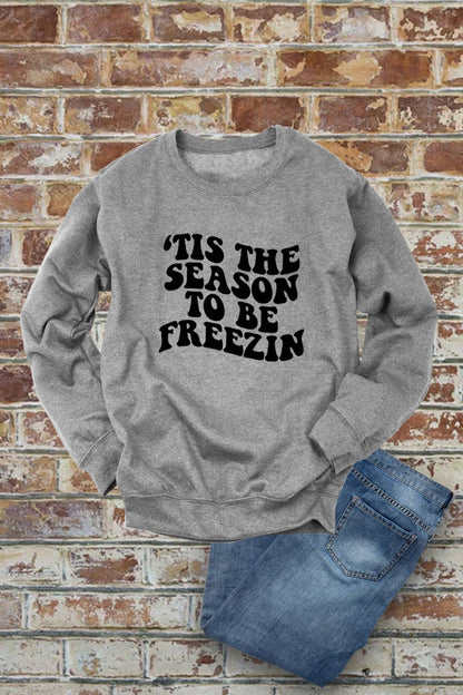 Tis the Season to be Freezin, Christmas, PLUS FLEECE  Unisex Crew-Neck  Sweatshirt: D ROSE/WHITE / XL