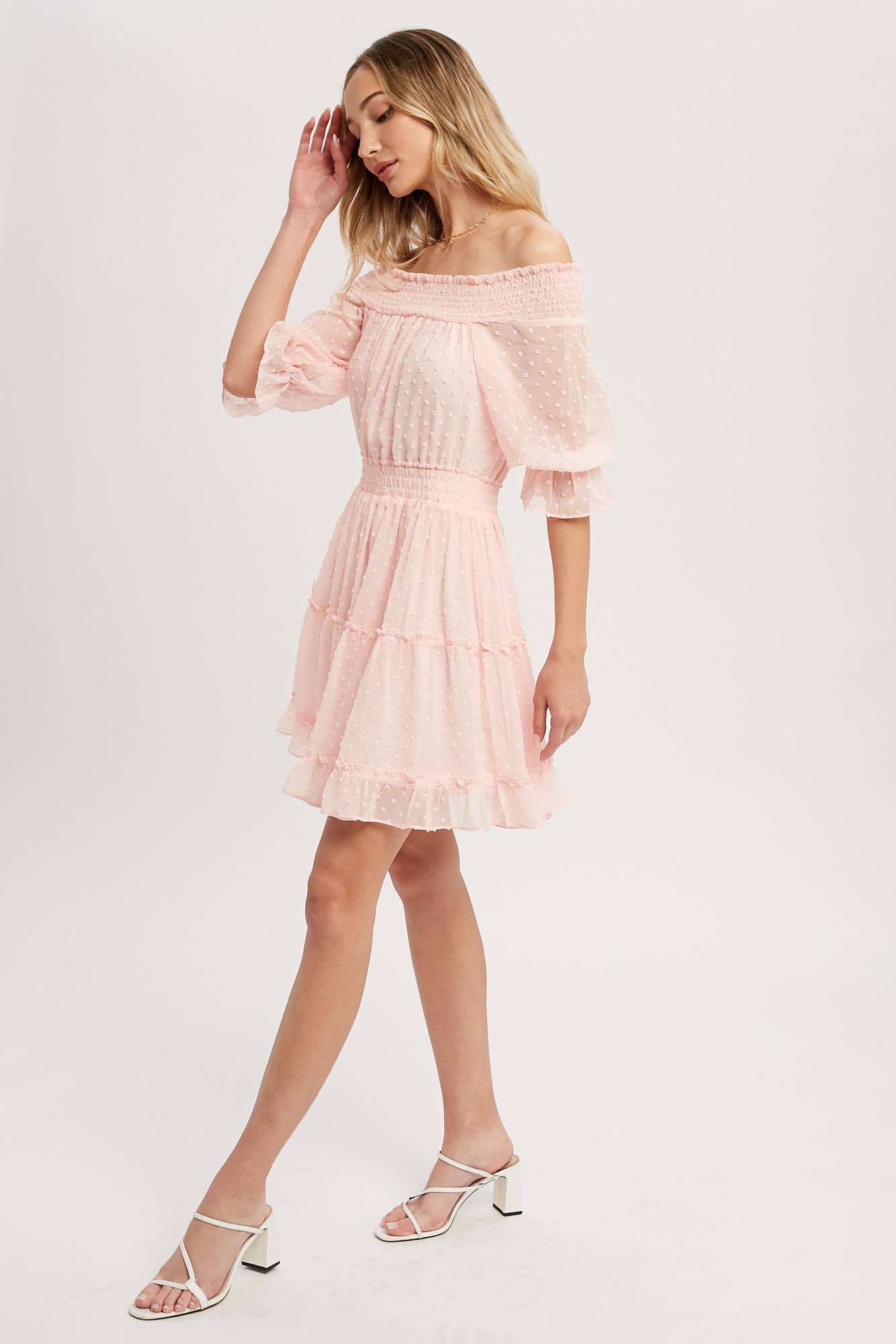 SWISS DOT OFF SHOULDER DRESS