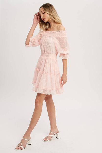 SWISS DOT OFF SHOULDER DRESS