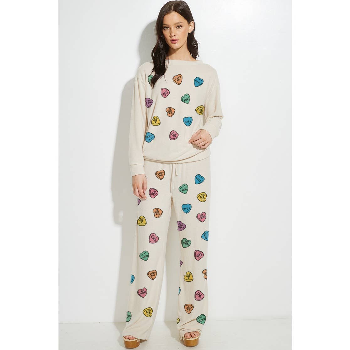Heart Candy all over soft brushed loungewear set