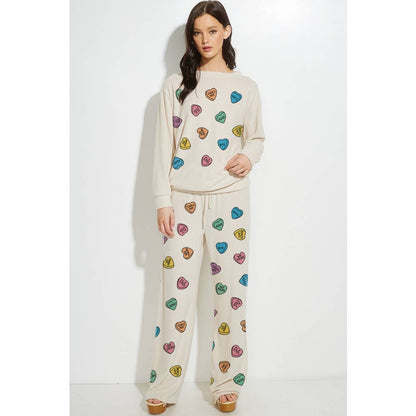Heart Candy all over soft brushed loungewear set