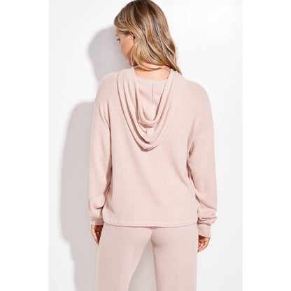 Falalala glitter print rib Hoodie loungewear set