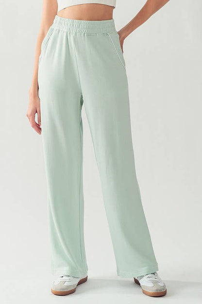 KPR11896 ELASTIC WAISTBAND COZY SWEATPANTS: SURF SPRAY / S-2/M-2/L-2