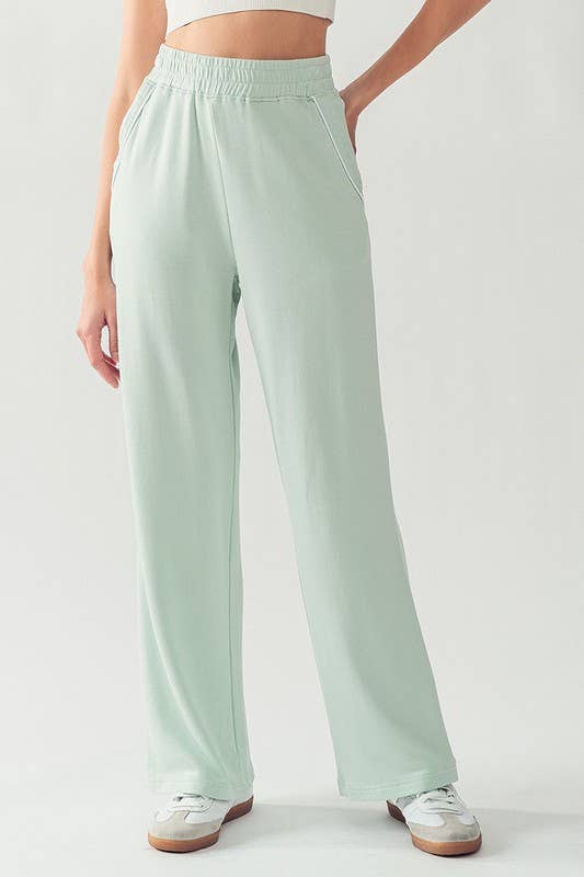 KPR11896 ELASTIC WAISTBAND COZY SWEATPANTS: SURF SPRAY / S-2/M-2/L-2