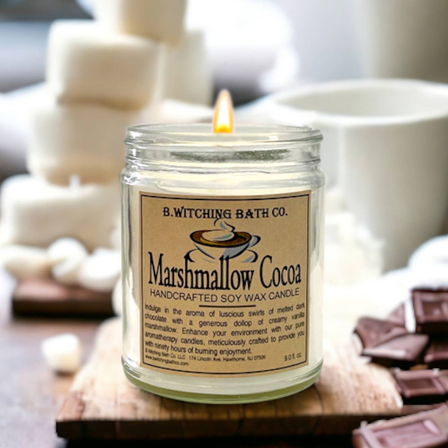 Marshmallow Cocoa Soy Wax Candle 9oz.
