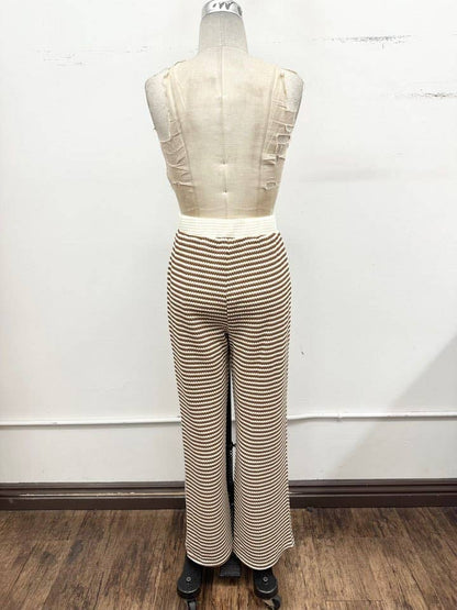 Striped Collared Knit Lounge Pant  Set