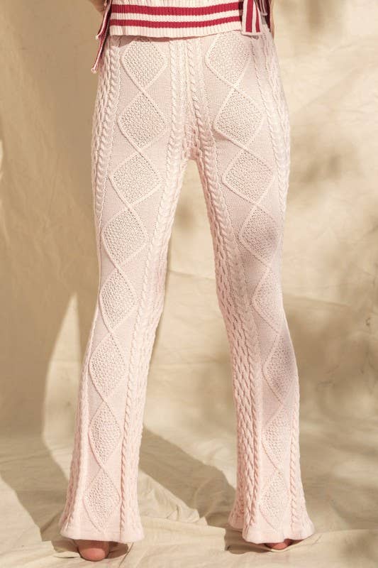 PP15964 - ANGIE WAIST DETAIL BOOT CUT SWEATER PANTS