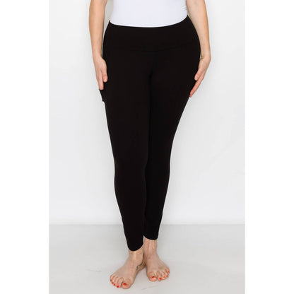 PLUS SIZE SIDE POCKET ACTIVE LEGGINGS: Navy / 3X