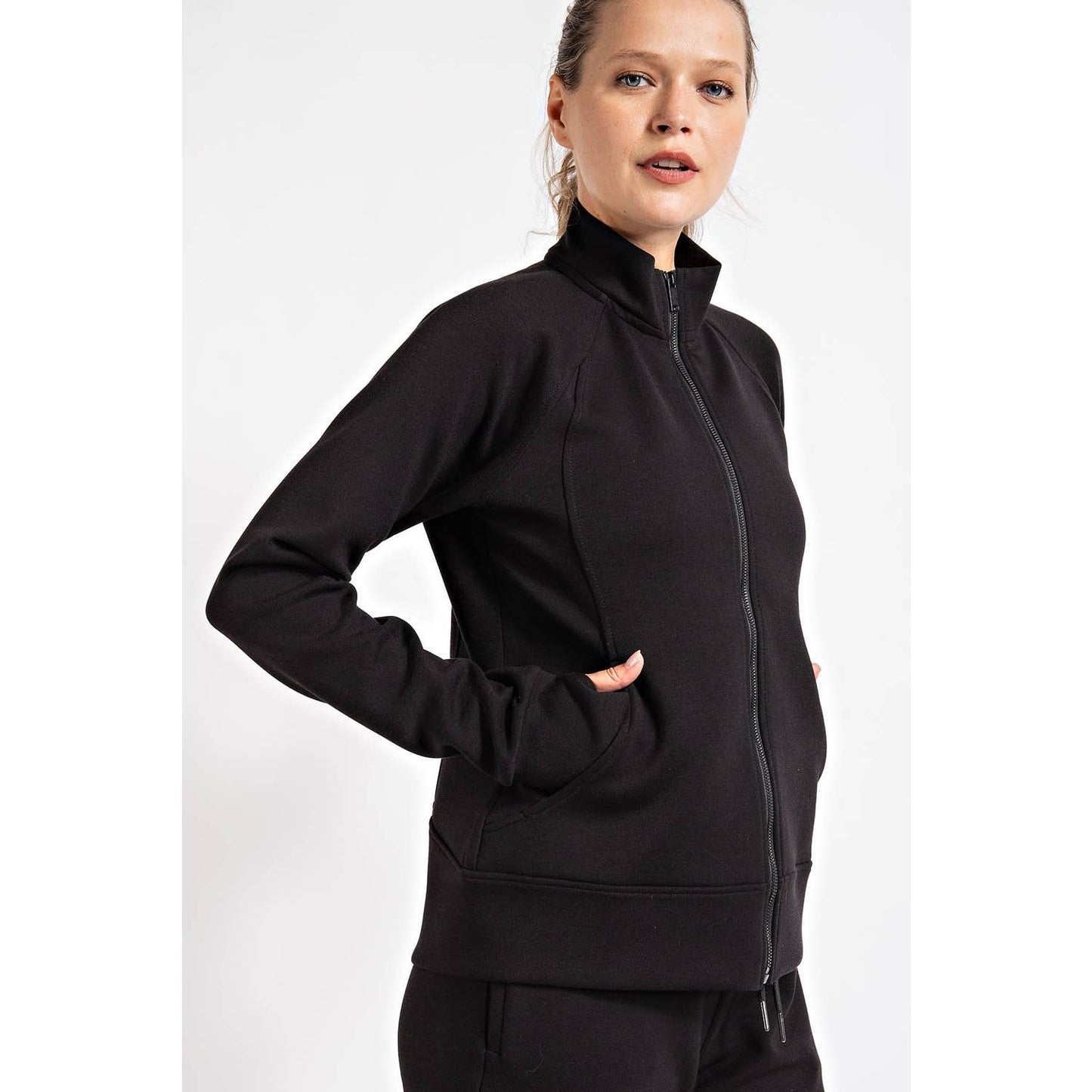 PONTI JACKET WITH POCKET: Charcoal / L