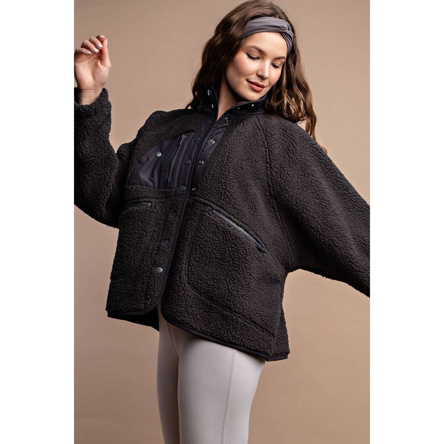 HEAVY FLEECE OUTDOOR JACKET: Olive / L